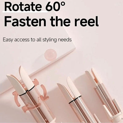 5 in 1 Automatic Curling Iron Set with Interchangeable Ceramic Barrels, Straightening & Volumizing Brush, 3 Temp & Timer, Fast Heating Dual Voltage