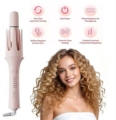5 in 1 Automatic Curling Iron Set with Interchangeable Ceramic Barrels, Straightening & Volumizing Brush, 3 Temp & Timer, Fast Heating Dual Voltage
